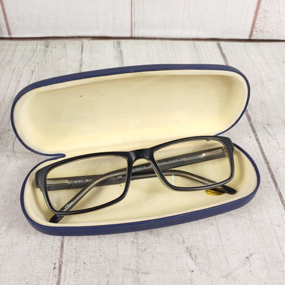 Wrangler W151 BLK Men's Eyeglasses Frame 54-17-138 Black Rim Glasses Case USED